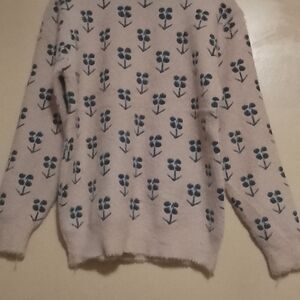 Floral Patterned Cream Sweater
